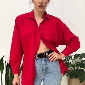 Vintage 80s red long sleeve batwing shirt
